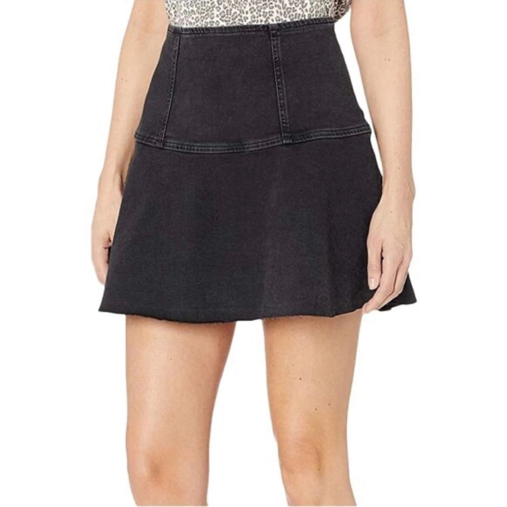 Free People highlands denim skirt in black
